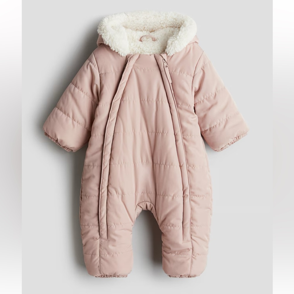 H&M 3M (2-4M) Baby Pink Snowsuit with Hood